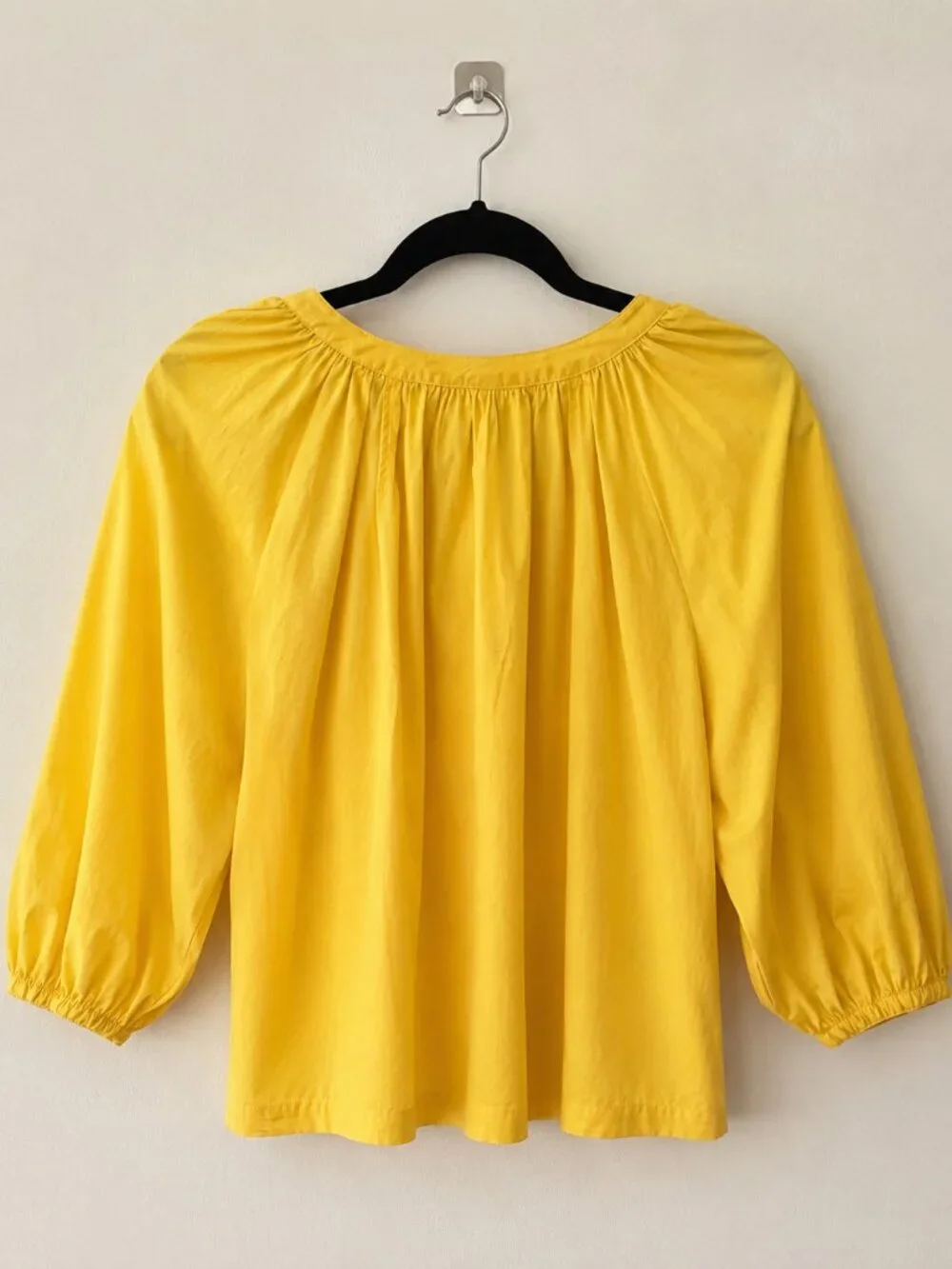 STAUD Yellow Puff Sleeve Button Front Top Medium